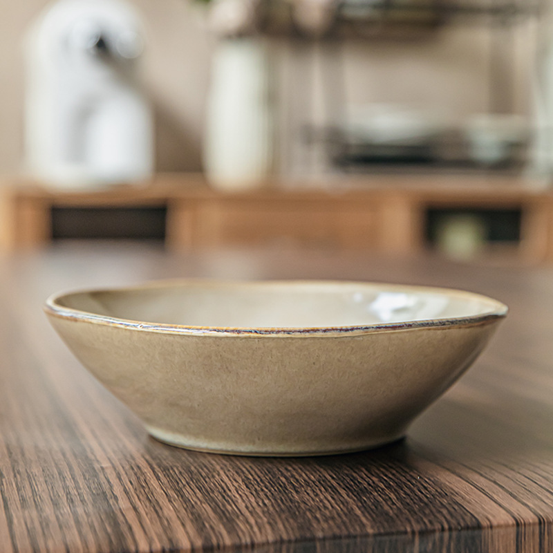 Bowls de 7.5 pulgadas irregulares de fideos de cerámica vintage, tazón de verduras frías, tazón de ensalada de exportación transfronteriza