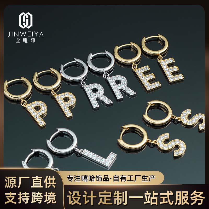 classic earrings with letters handmade