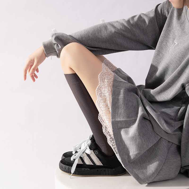 Calcetines de presión de primavera y otoño de color sólido para adelgazar JK retro anchor rojo japonés calcetines de color sólido rodillas delgadas piernas