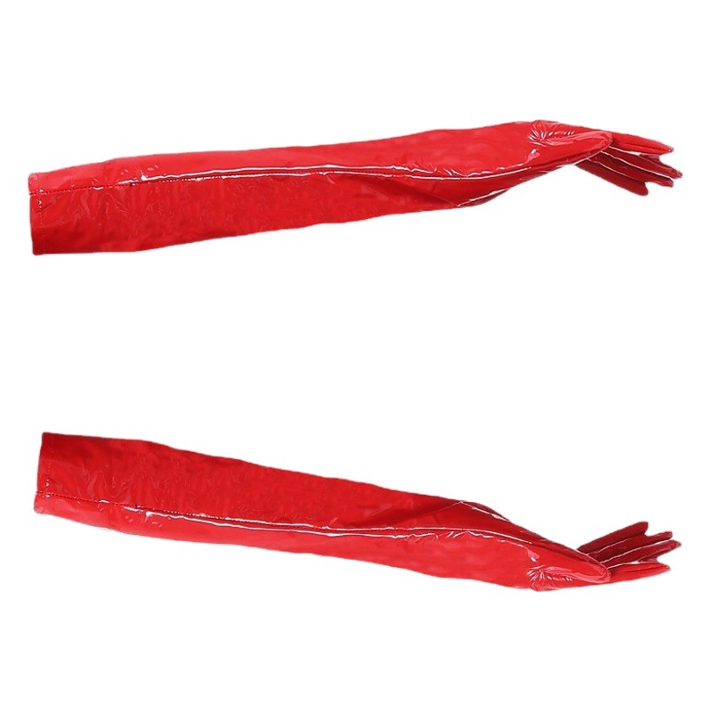 Luo Yifei alta elástico brillante guantes de cuero europeo y americano punk hip hop pu guantes sexy Lencería fabricante 6825