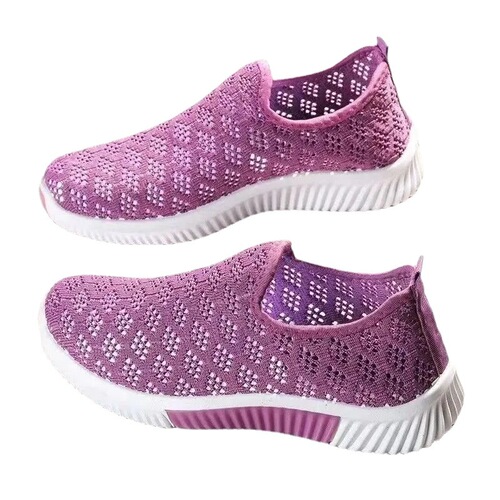 Summer old Beijing cloth shoes for women, hollow mesh breathable casual shoes, soft-soled mesh shoes, flat-soled slip-on mom shoes