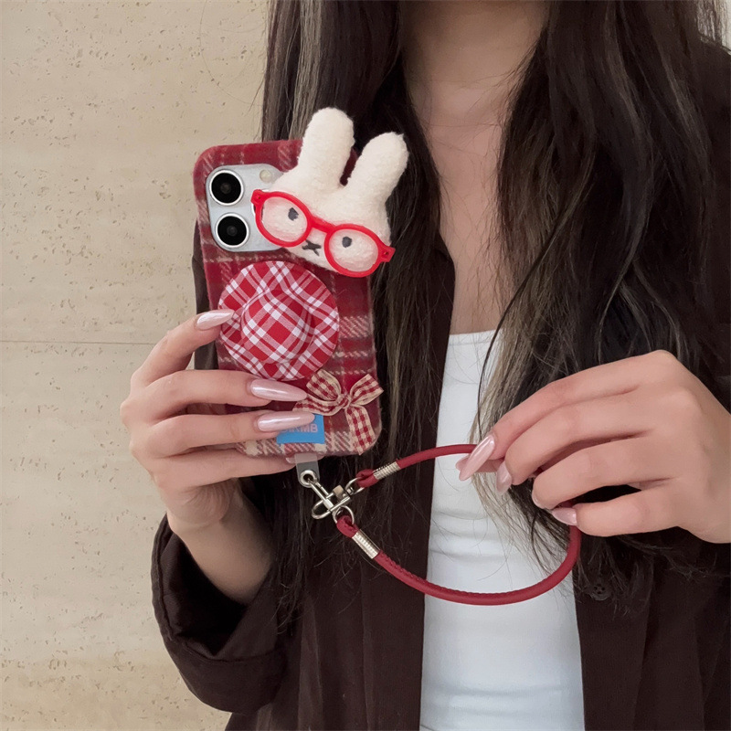 Scottish Plaid Suitable for Apple 17Promax Mobile Phone Case Anti-Fall Hat Miffy 15 Retro Huawei Mate70