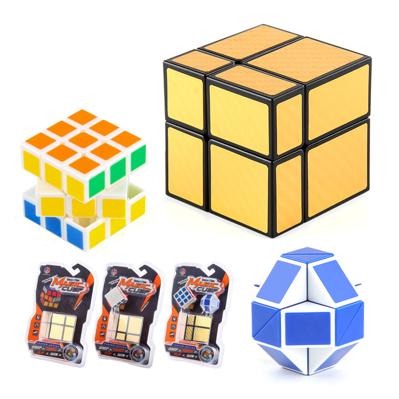Puzzle espejo de oro y plata de forma alienígena cubo rubico suave de segundo y tercer orden cubo rubico regla mágica variante pequeño juego de juguetes de cubo rubico