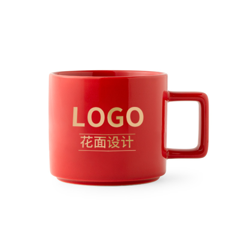 Tazas de cerámica de alto valor de cara tazas de café personalizadas tazas de regalo corporativas de Año Nuevo tazas de regalo tazas rojas