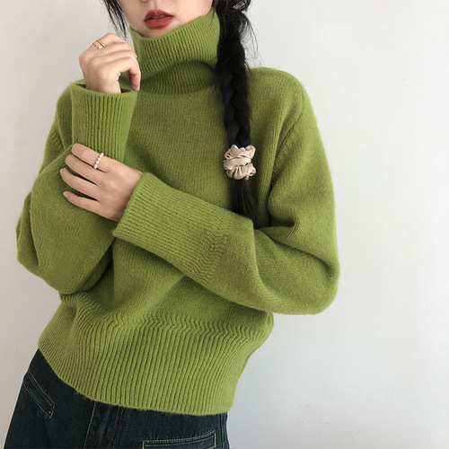 Women's High-Neck Sweater for Autumn/Winter 2025 Soft and Chilling Relaxed Style Loose Outerwear High-Quality Knit Top with Thickenings