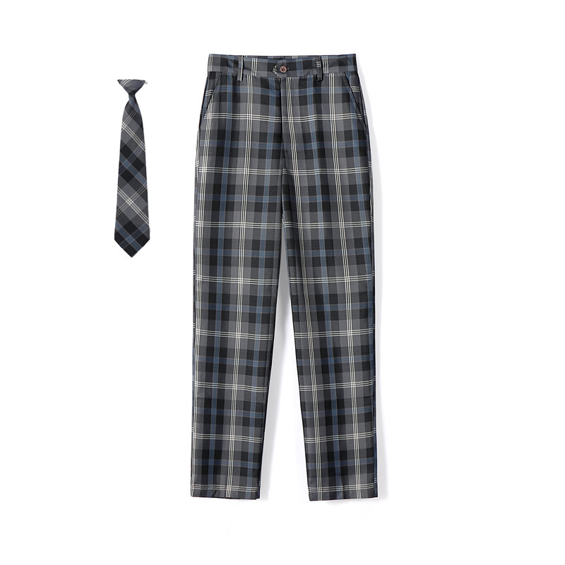 Uniform Class Uniform School Uniform Plaid Pants Couple Versatile Student Casual Pants School Supply Trendyy DK Youth Male Pants