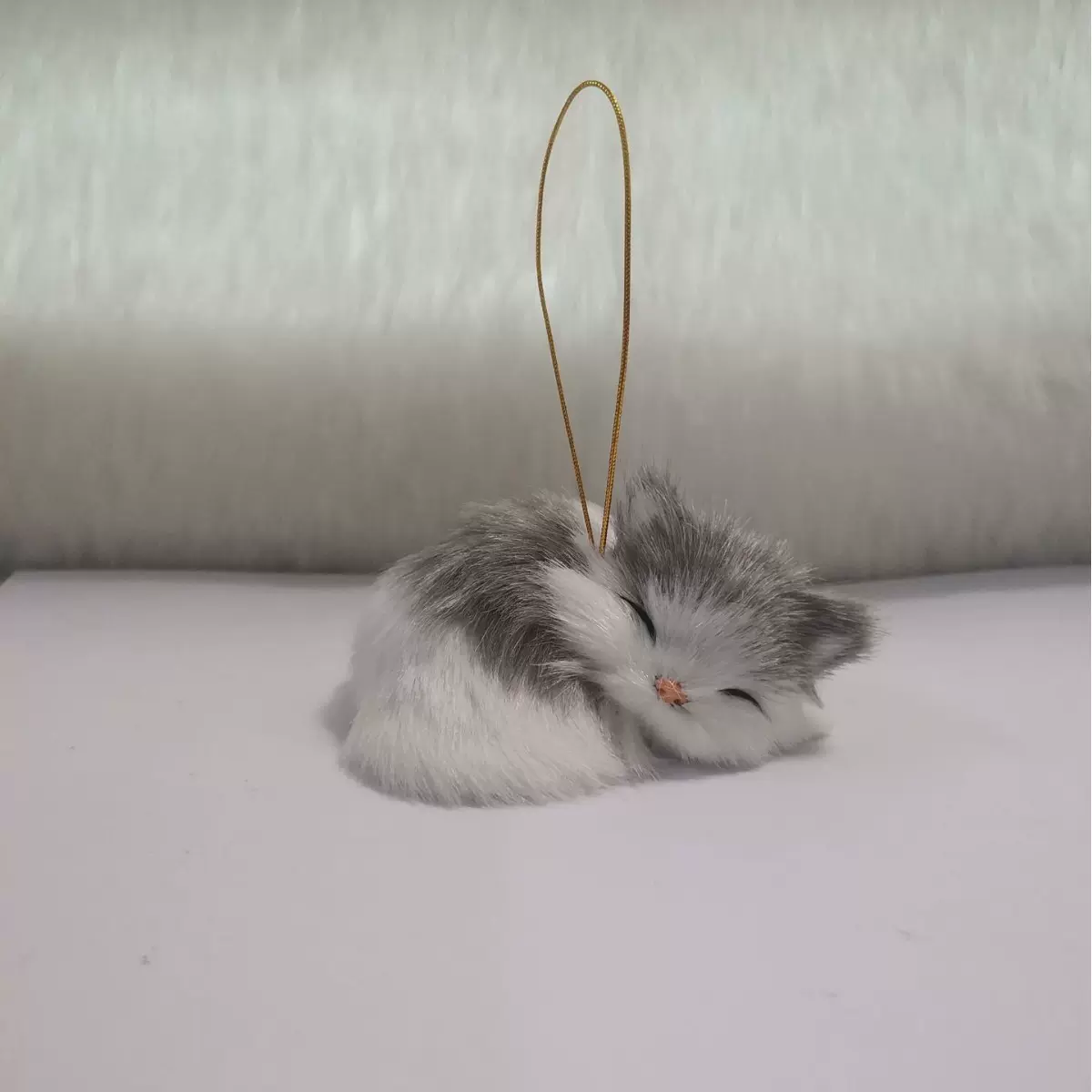 毛绒仿真皮毛动物睡猫挂件节日礼品桌面橱窗摆件