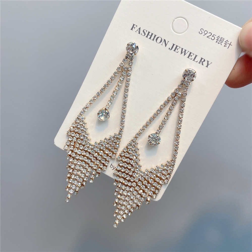 Full Diamond Tassel Earrings display picture 8