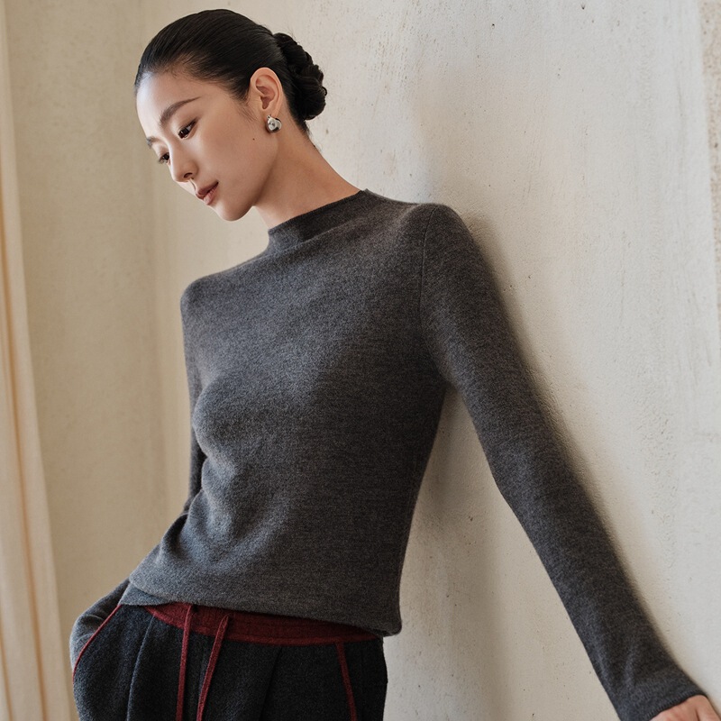 80-Count Fine-Spun Thick 100% Cashmere Half-Turtleneck Pullover Slim-Fit Long-Sleeve Versatile Knit Base Shirt 80-Count Fine-Spun Thick 100% Cashmere Half-Turtleneck Pullover Slim-Fit Long-Sleeve Versatile Knit Base Shirt