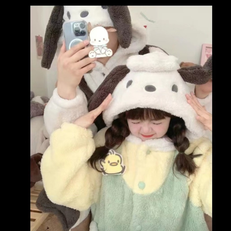 秋と冬のコーラルベルベット子供用リトルアライグマカピバラシェフ犬パチャ犬厚いパジャマパジャマホーム服|undefined