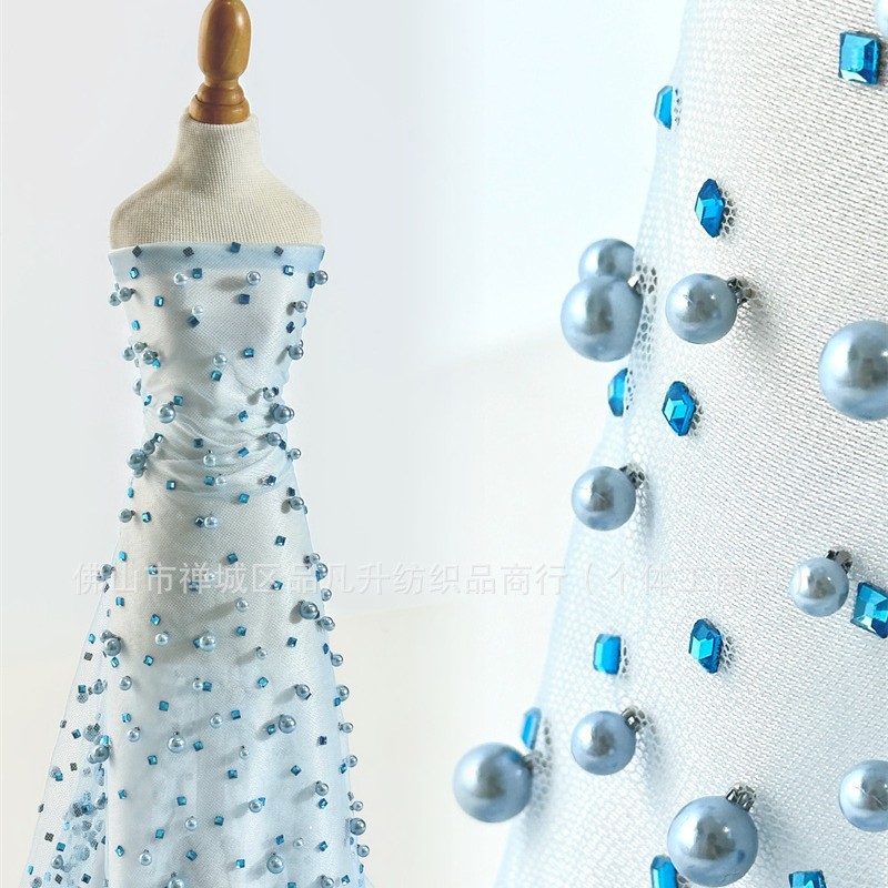 Taladro caliente completo para aumentar la tela de malla de bolsas pequeñas, vestido de fiesta, vestido de teatro, tela de rendimiento