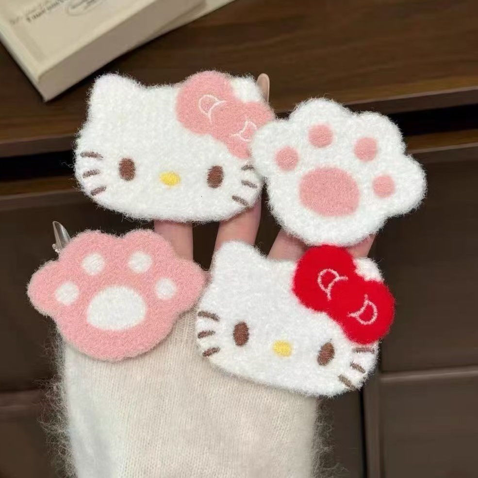 Cute Cartoon Red Kitty Cat Velcro Hair Accessories Broken Hair Bangs Stickers Side Clip Hairpin Outer Headwear