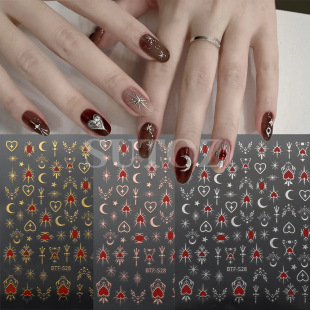 nail Art New Sticker Spelling Evening Hot Bronzing Star Moon Sun 3D nail Back Adhesive nail