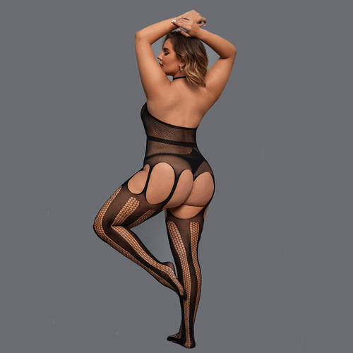 Cross-border sexy sexy one-piece see-through underwear plus size foreign trade net clothing new one-piece pantyhose sexy nightgown