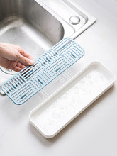 厨房双层水杯沥水置物架 厨房碗筷收纳篮 家用塑料水果托盘海绵架