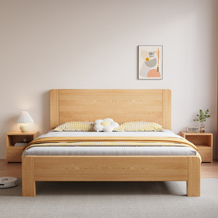 New Large Plate Bed Log Color 1.8m Double Bed 1.5 m Economical Single Bed for Rental Housing