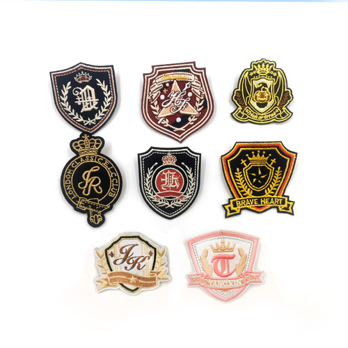 jk uniform badge DK embroidered pin badge English Shield College uniform embroidered badge manufacturer supply