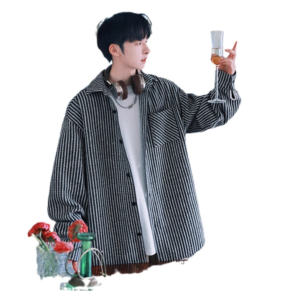 2025 nueva camisa estilo primavera y otoño estilo occidental chico hermosa camisa estilo coreano chaqueta de manga larga chaqueta de hombre