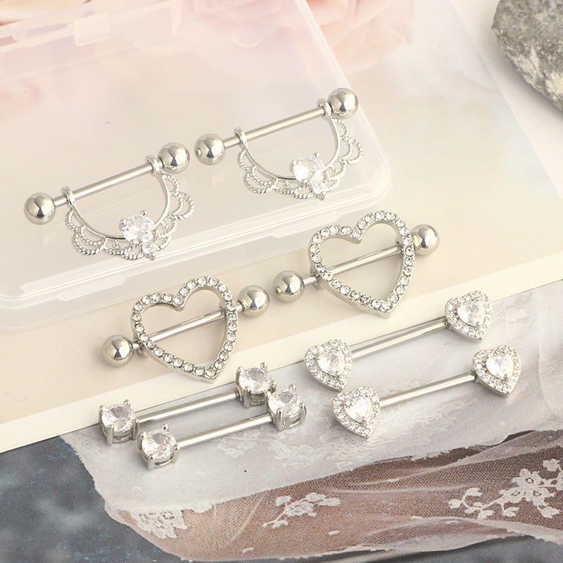 Nipple Ring Set Stainless Steel Star Body Piercing Jewelry Rose Gold detail image 11