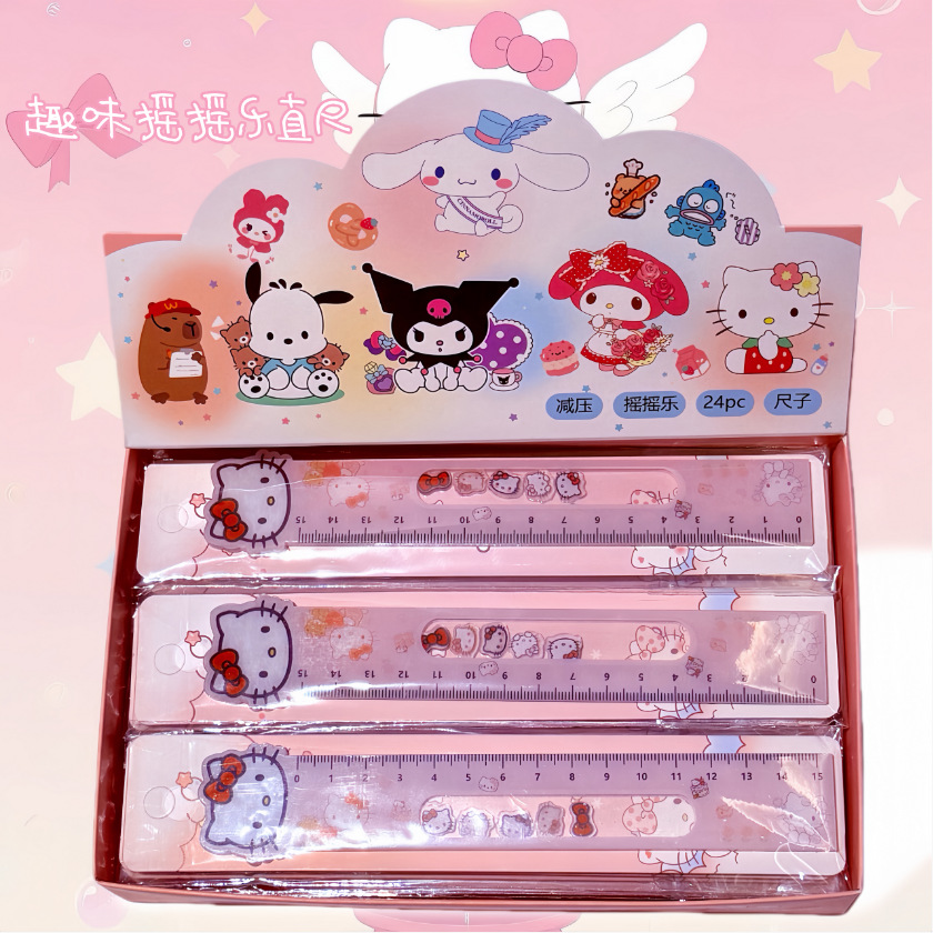 Nuevos productos divertidos reglas de música rocker adorables gatos acrílicos reglas rectas creativas de reducción de presión de papelería para estudiantes de papelería