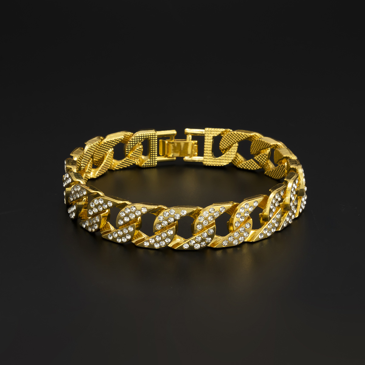 Bijoux Hip-hop pour femmes, chaîne cubaine entièrement en diamant avec boucle à pression en strass ajourée, collier de clavicule_voghion.com