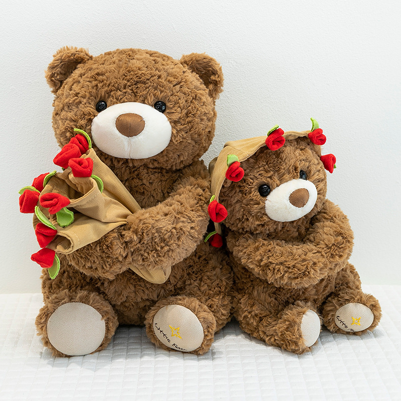 新しいかわいいバラのクマのぬいぐるみ花束クマ人形人形女の子のためのバレンタインデーのギフト告白|undefined