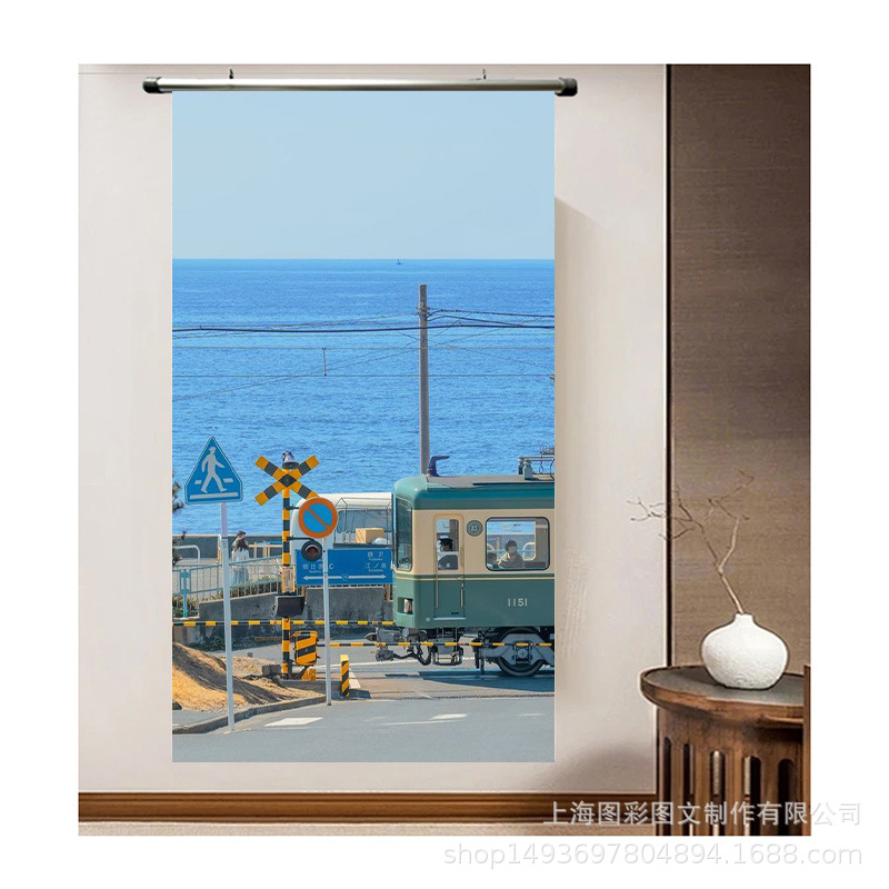 外贸uv精喷风景写真布挂画油画布绢丝布定 制卷轴 挂画 制作 批发