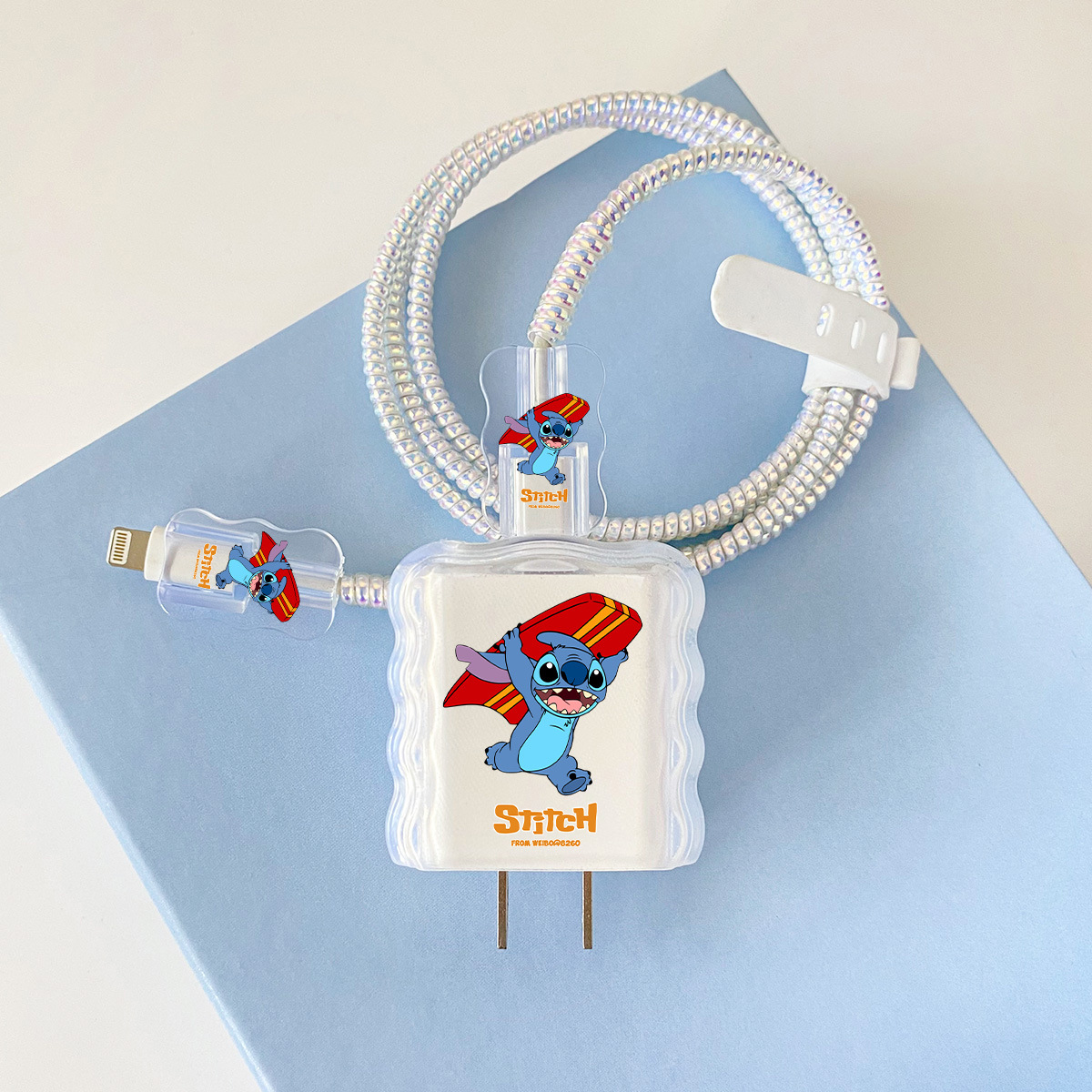 Apple 20w-A13 스티치 오버레이 헤드기어 + 물결선 클립 + 1m 레이저 흰색 로프 + 흰색 스트랩