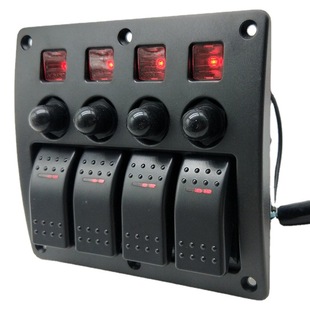 12V 4 way switch panel car yacht modified 4 GANG rocker switch combination panel with overload protection