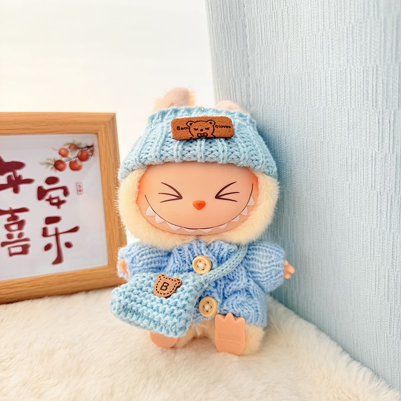 Solo ropa] Llavero de primera y segunda generación Labubu colgante de ropa Rabubu ropa de bebé suéter de punto traje de sombrero