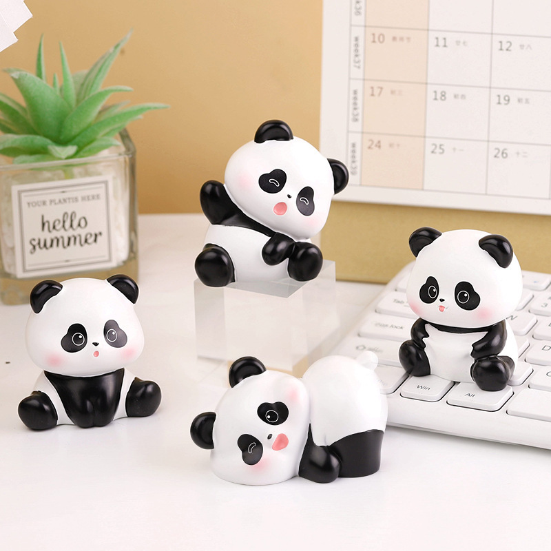 Cute panda ornaments cartoon tide play resin craft gifts panda doll hand children's holiday gifts wholesale