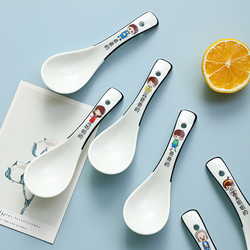 家族用スプーン 陶器製 親子 スプーン 親 親子姉妹 スープスプーン 可愛い ご飯スプーン 家庭用 スープ用スプーン 調理用スプーン スプーンセット 親子セット|undefined