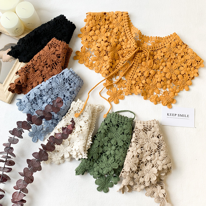 Lace Fake Collar Women's Crochet Hollow-Out Knitted Shawl, Summer Thin Outerwear, Small Cape Jacket, Sun Protection Shawl Lace Fake Collar Women's Crochet Hollow-Out Knitted Shawl, Summer Thin Outerwear, Small Cape Jacket, Sun Protection Shawl