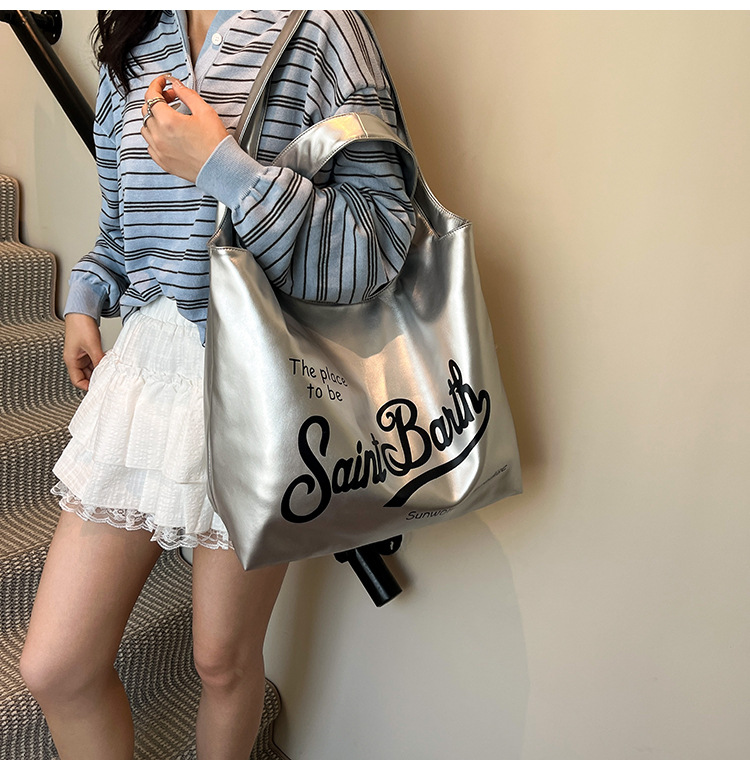 Large-capacity single-shoulder bag for women, 2025 new style, fashionable, casual and versatile tote bag, letter niche design handbag undefined