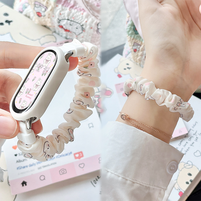 Suitable for Xiaomi Mi Band 10 Watch Strap New Soft Matte Pink Rabbit Hair Band Watch Strap 9 Women's High-End 8 Wrist Strap Fashion and Creativity