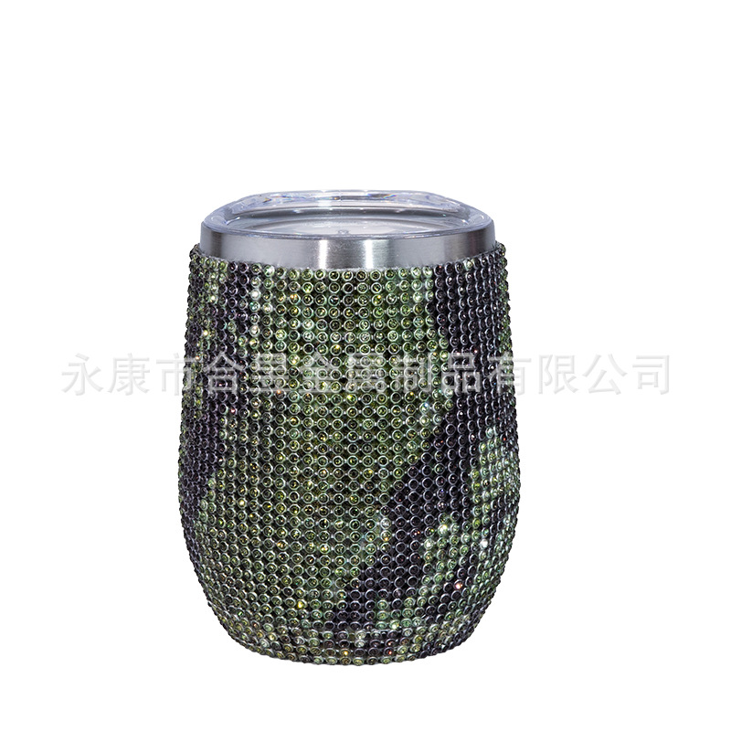 Glight Acero inoxidable diamante brillante taza chica vino café champán huevo taza
