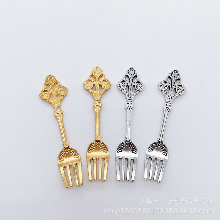 Golden DIY material accessories tableware 62x 15mm fork two-color optional necklace accessories