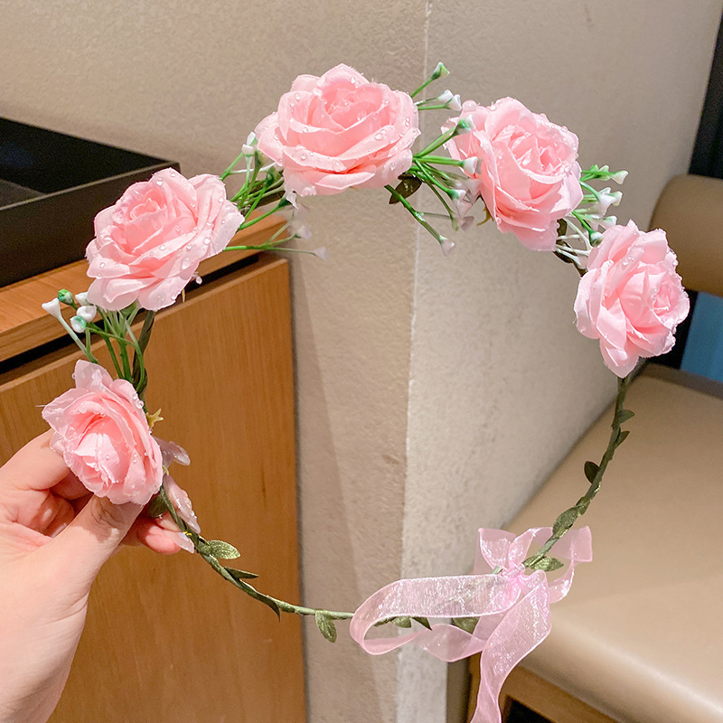 子供の頭飾りの花の子供の美しい花嫁の花輪の手の花の女の子のドレスは花の子供のアクセサリーの王女の頭の花を飾ります。|undefined