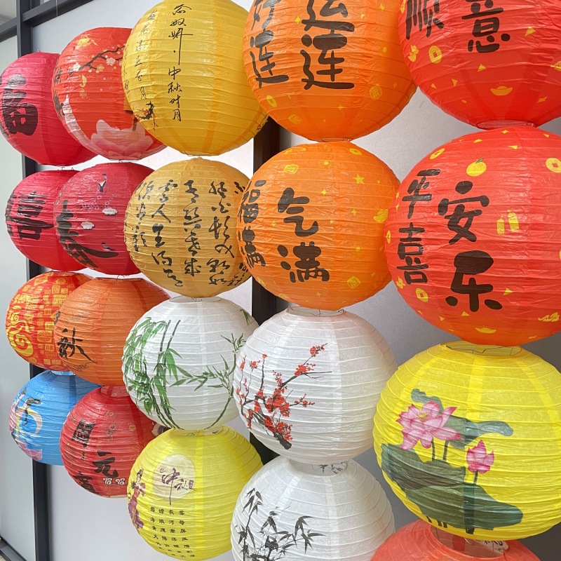 国风纸灯笼古风灯笼国庆中秋挂饰新年元宵布置梅兰竹菊印刷灯笼