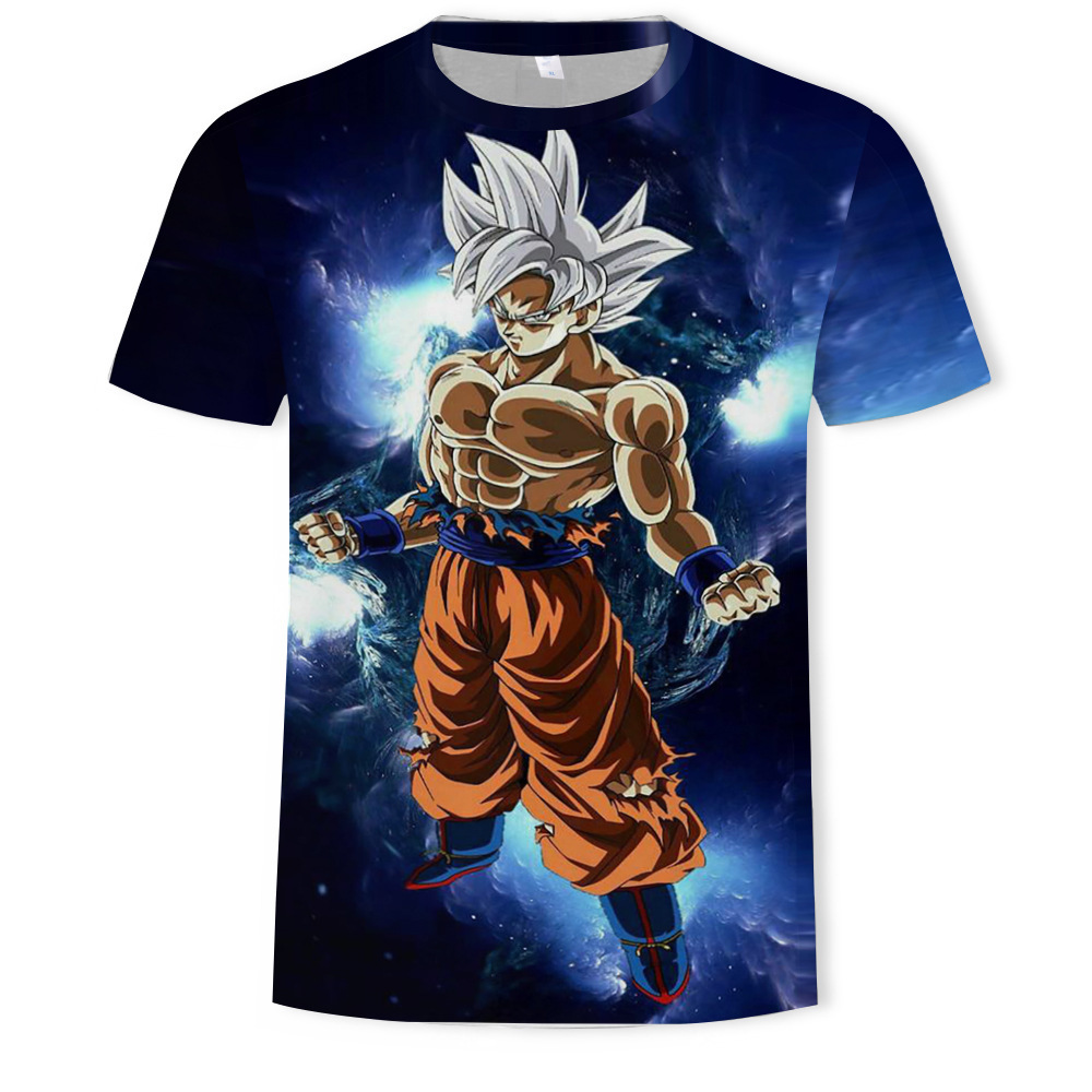 Nuevo producto AliExpress estilo explosivo tendencia super fuego anime serie Dragon Ball camiseta hombre impresión digital 3D dibujos animados europeos y americanos
