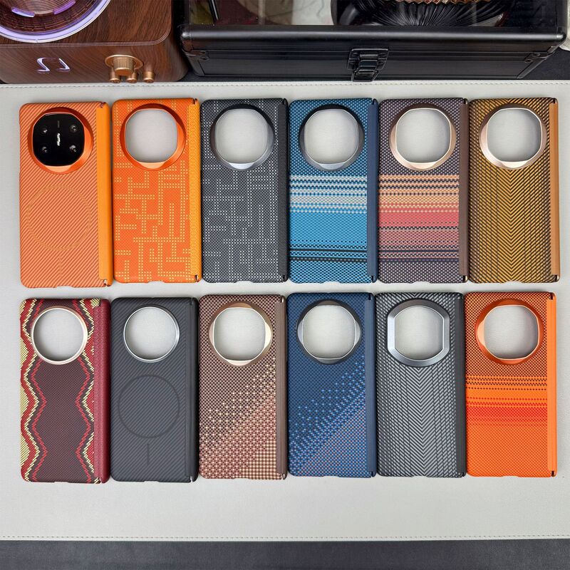 Suitable for Huawei Matex7 Kevlar Pattern Phone Case X6 with Metal Lens Ring Magnetic Suction X5 Central Axis Folding Hard Case