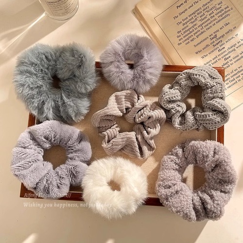 Cute Furry Hair Ties for Autumn & Winter | Simple Rubber Bands for Women | Plush Hair Ropes & Headwear | Elegant, High-Elastic Headbands