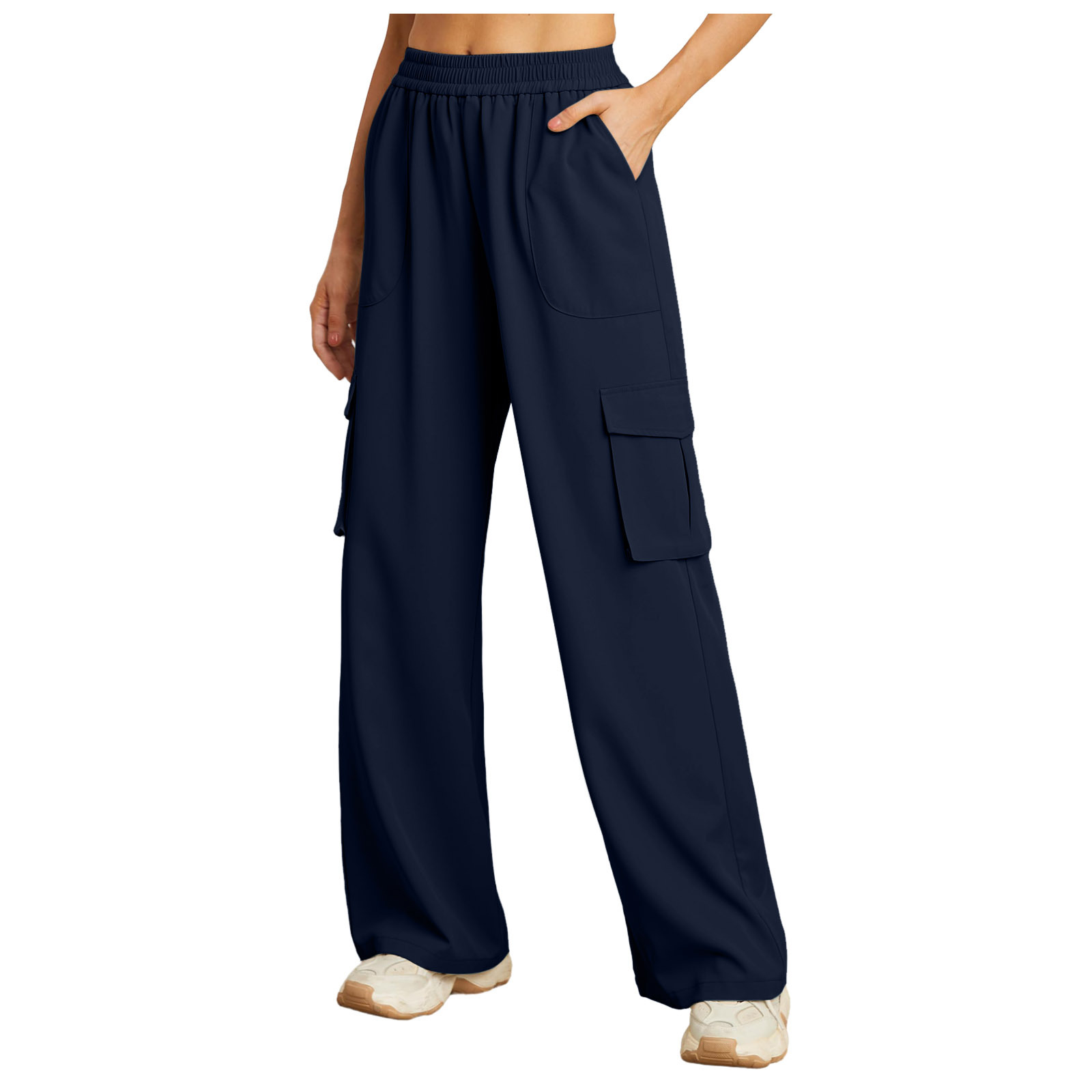 2024 Amazon, comercio exterior europeo y americano, nuevo estilo, bolsillo de color sólido, ropa de trabajo elástica, pantalones casuales