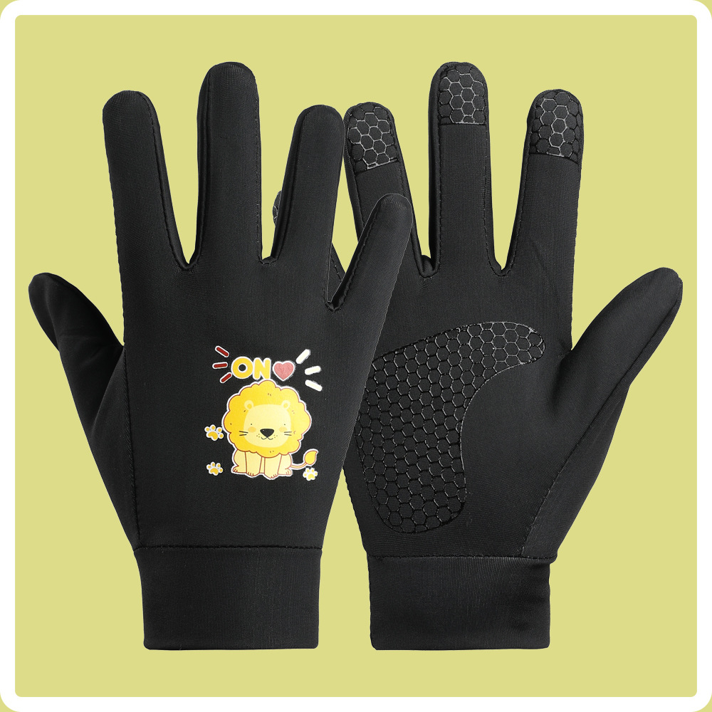 Guantes finos para niños, de secado rápido, transpirable, antideslizante, alta elasticidad, primavera, otoño, verano, ciclismo, montañismo, protección solar, guantes de seda de hielo de cinco dedos