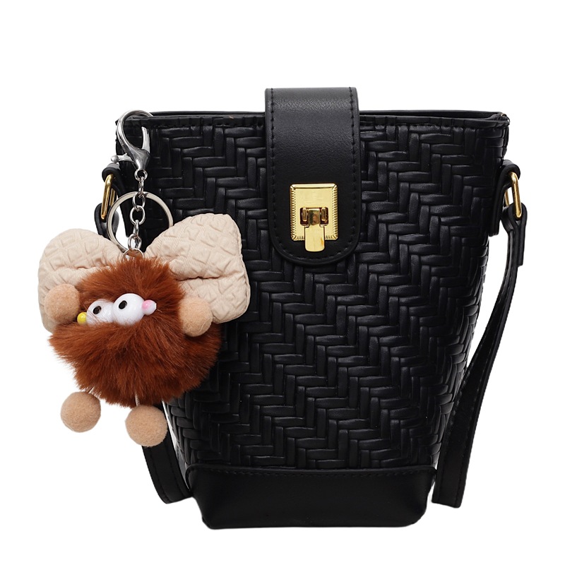 Bolsa de cubo de tejido coreano simple para mujeres 2025, otoño y invierno, nueva moda, bolso de hombro, bolso de moda casual, bolso de mochila