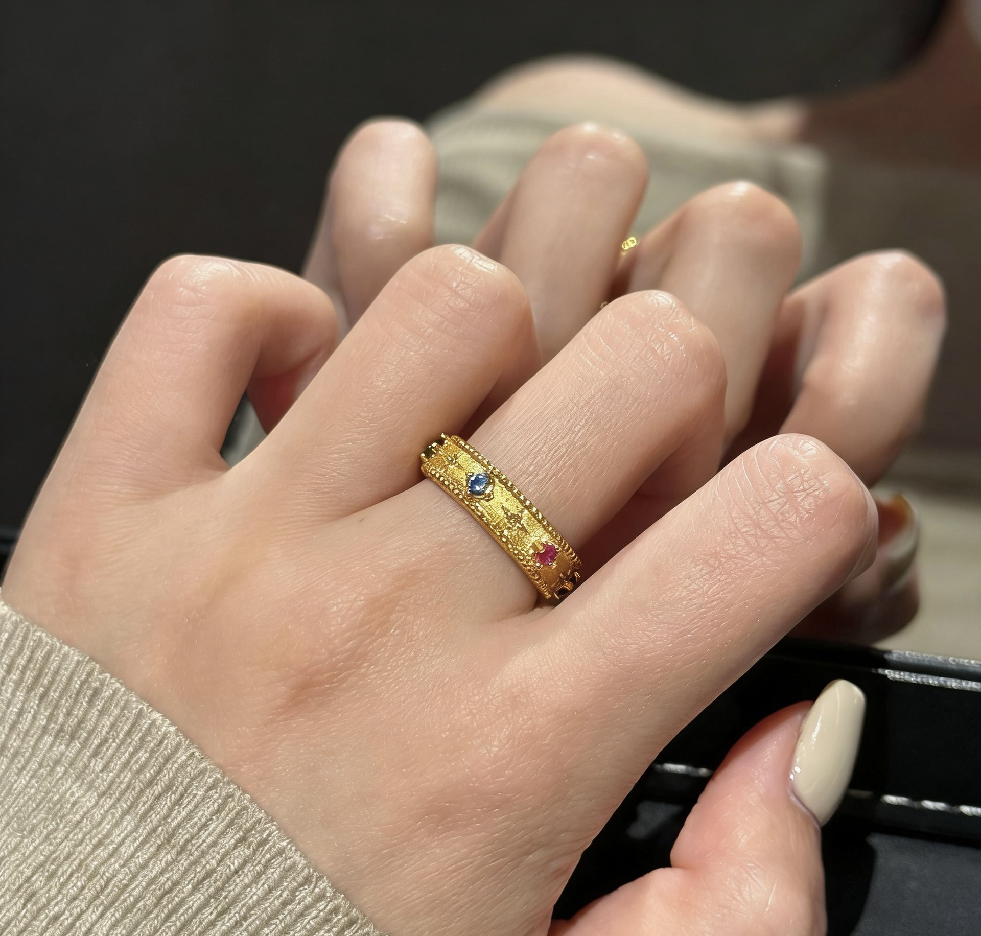 Vintage Gold-plated Sternenring Mit Bunten Steinen Für Damen_voghion.com