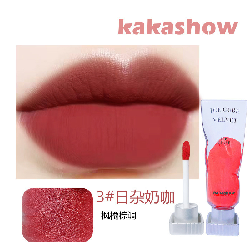 kakashow冰块丝绒唇釉丝绒雾面口红滋润哑光不易沾杯持妆显色唇彩|undefined