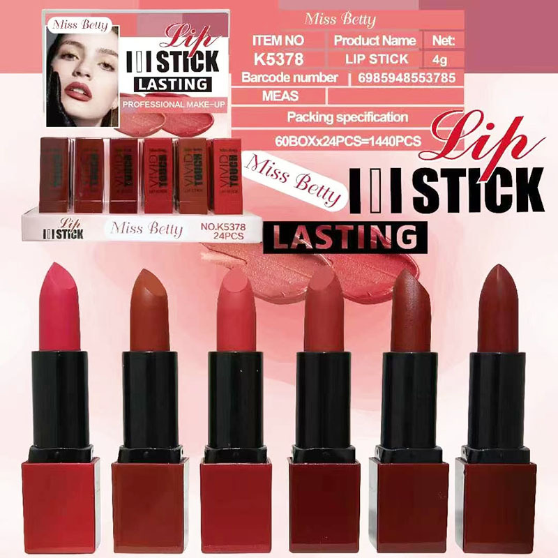 Lápiz Labial Miss Betty Nuevo, Comercio Exterior Transfronterizo, Color Único, 6 Colores, Brillo Labial, Dos en Uno, Maquillaje 2 en 1