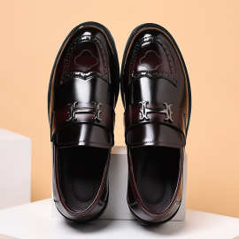 5011  开边珠哑光工艺皮鞋男 擦色双色鞋面男鞋套脚     极速发货