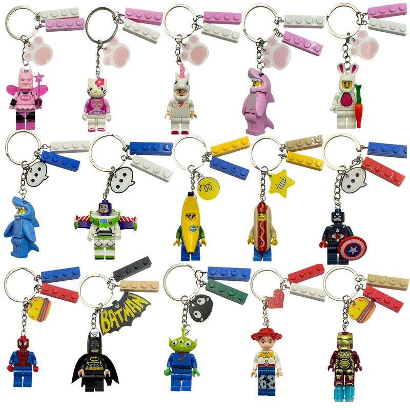 Building Block Keychain Fairy Buzz Lightyear Shark Building Block Keychain Cartoon Creative Foreign Trade Cross-Border Promotional Gift